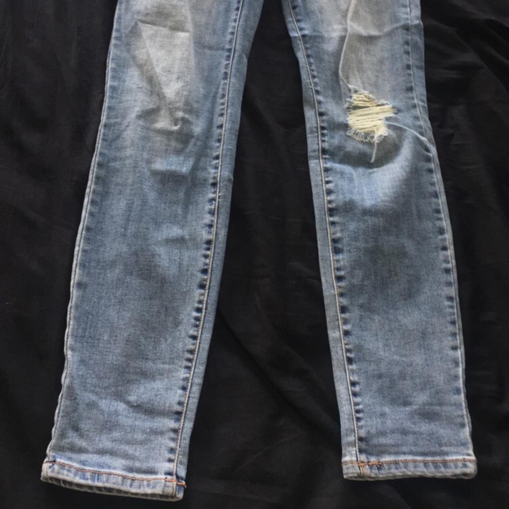 medium blue, skinny ripped jeans